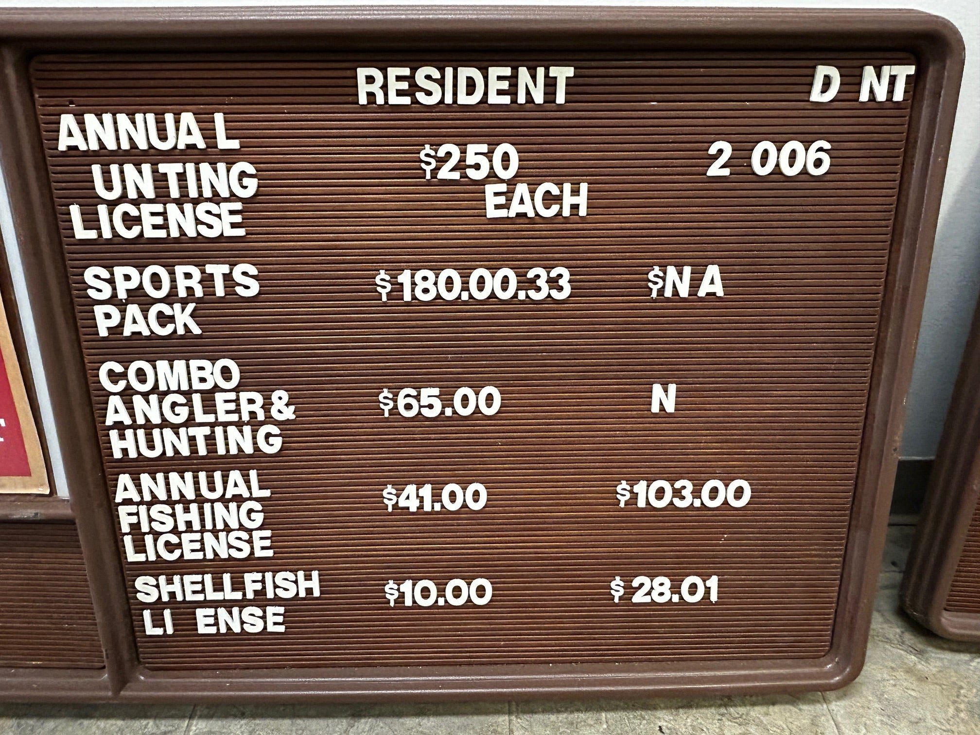 VINTAGE ADJUSTABLE MENU SIGN