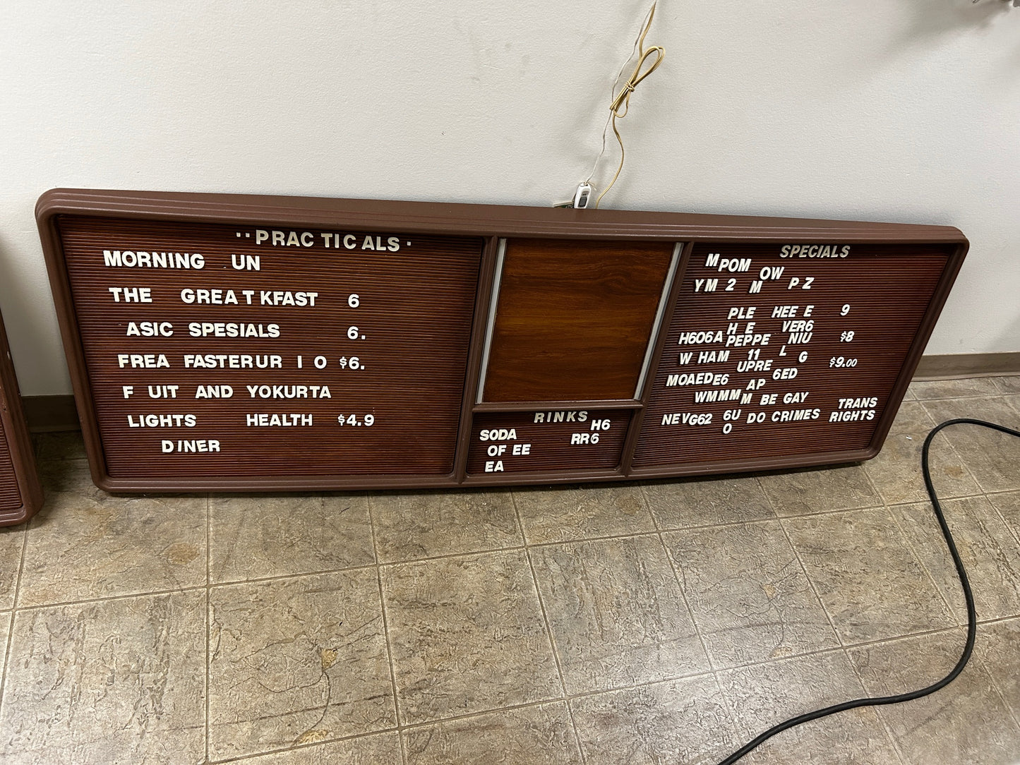 VINTAGE ADJUSTABLE MENU SIGN