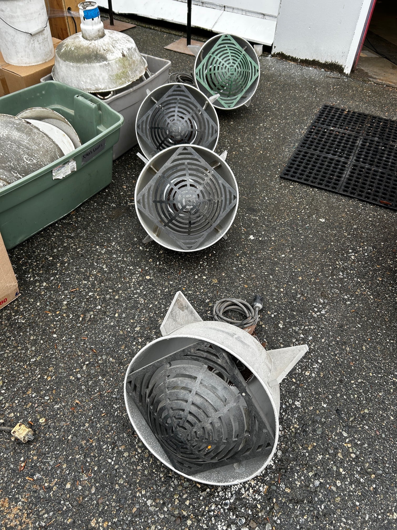 Custom industrial holophane pendant lights / rocket ship style x4