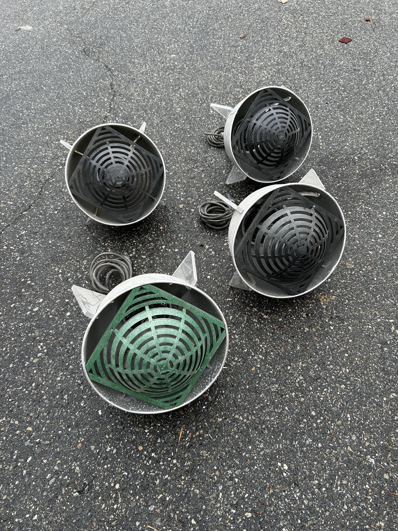 Custom industrial holophane pendant lights / rocket ship style x4