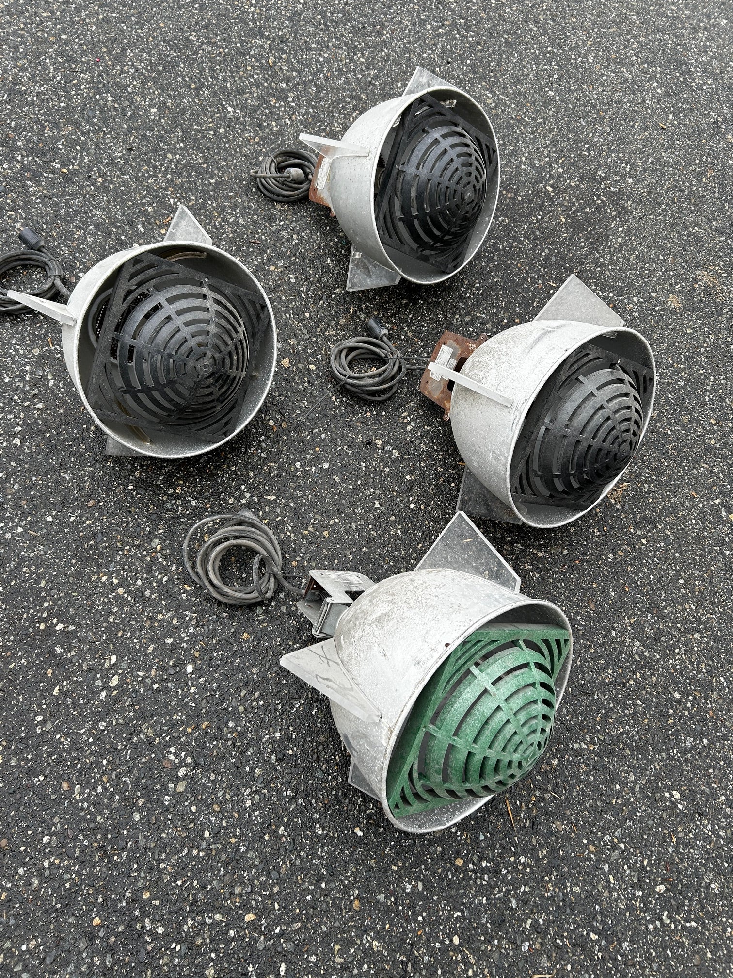 Custom industrial holophane pendant lights / rocket ship style x4
