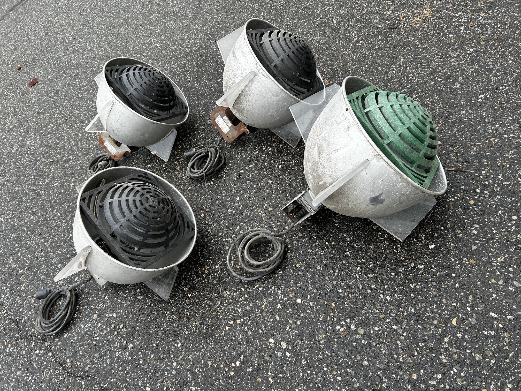 Custom industrial holophane pendant lights / rocket ship style x4