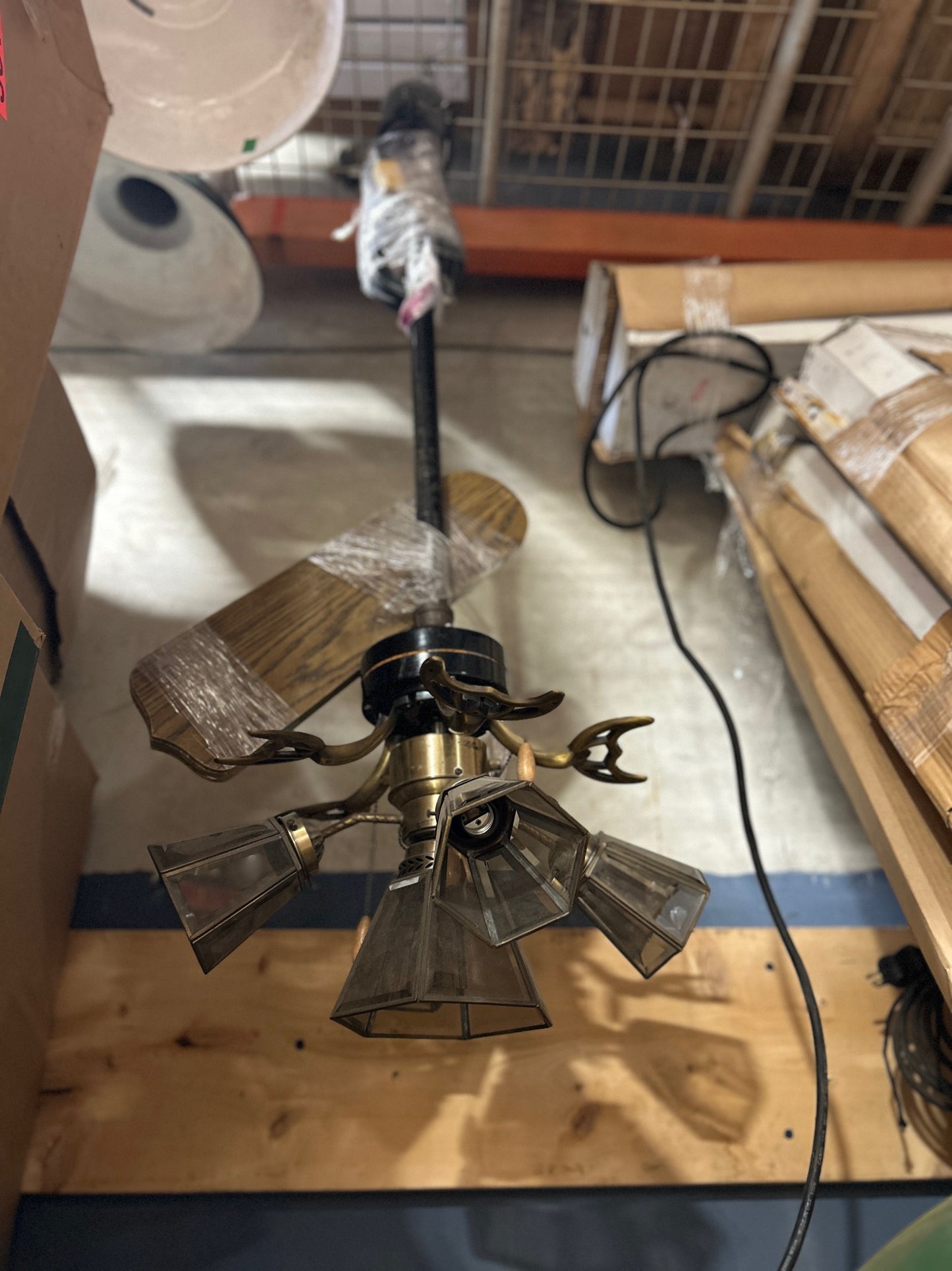 Large Vintage Ceiling Fan with Lights