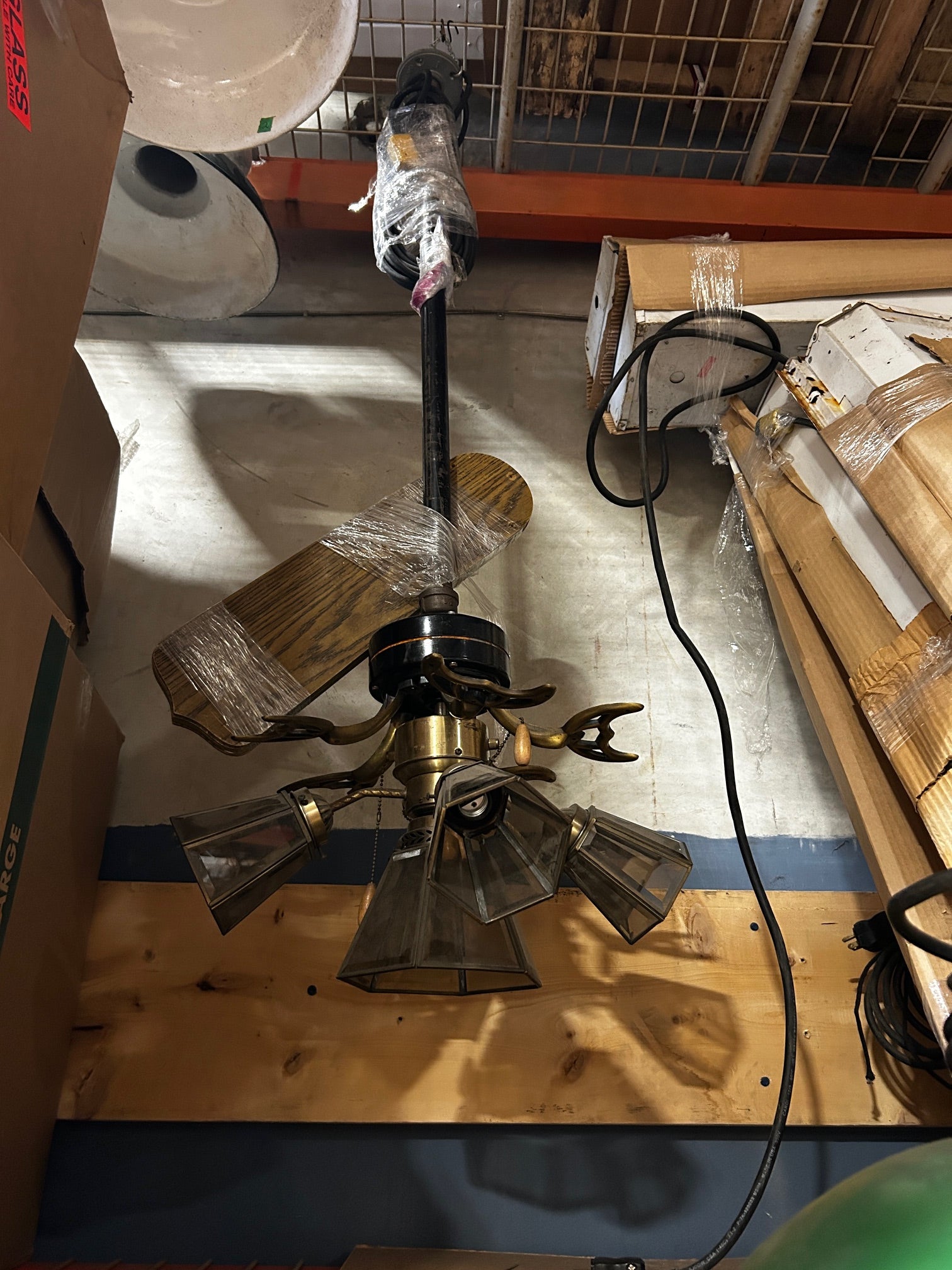 Large Vintage Ceiling Fan with Lights